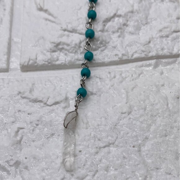 Evil Eye Beads Pendant Necklace Womens Turquoise Beads Silver Tone Handmade Jewe - Picture 5 of 8